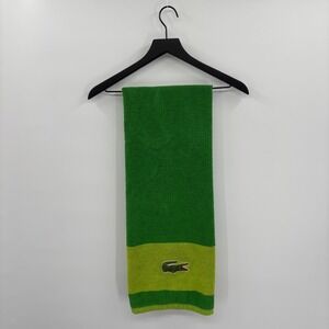 Lacoste Green Striped Cotton Beach Towel 30x52 Embroidered Crocodile Logo Luxury